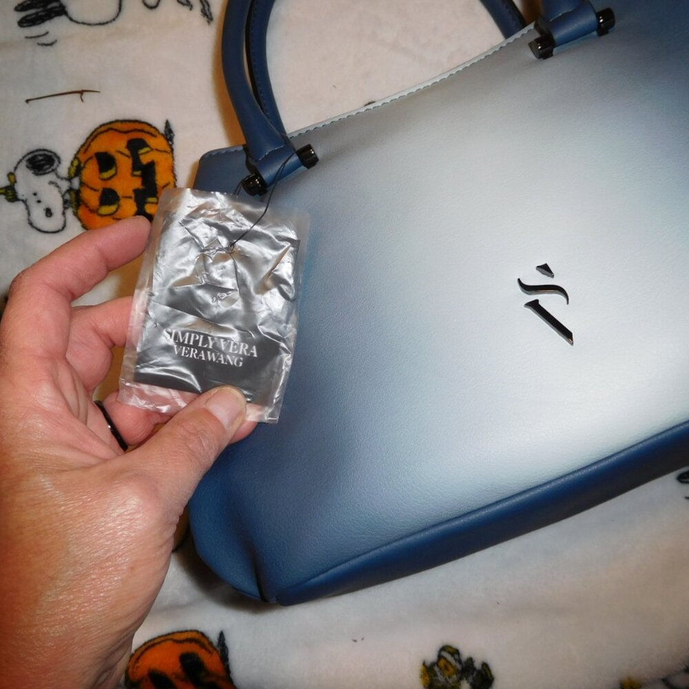 NWT Simply Vera Vera Wang Caitlin Functional Satchel Bag blue tie dye - Picture 3 of 16